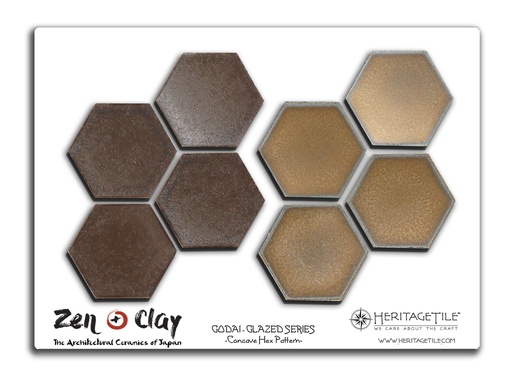 Sample Card - Godai Glazed Concave Hex (Metallic Bronze and Gold)