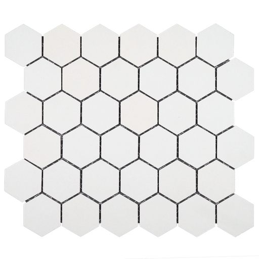 [SMP200UM] 2" unglazed porcelain hex mosaic in 'Arctic White' - Mesh Mounted